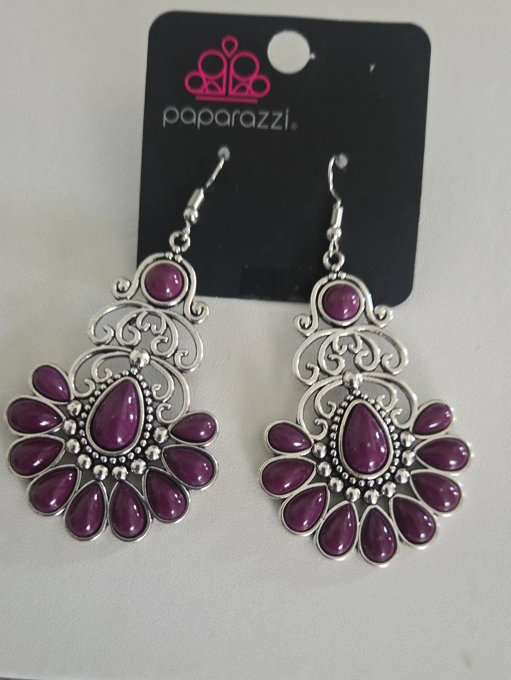 Papaeazzi Paradise Parlor Purple Earrings NWT